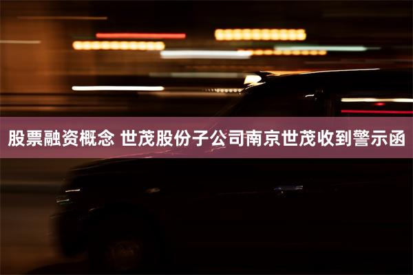 股票融资概念 世茂股份子公司南京世茂收到警示函